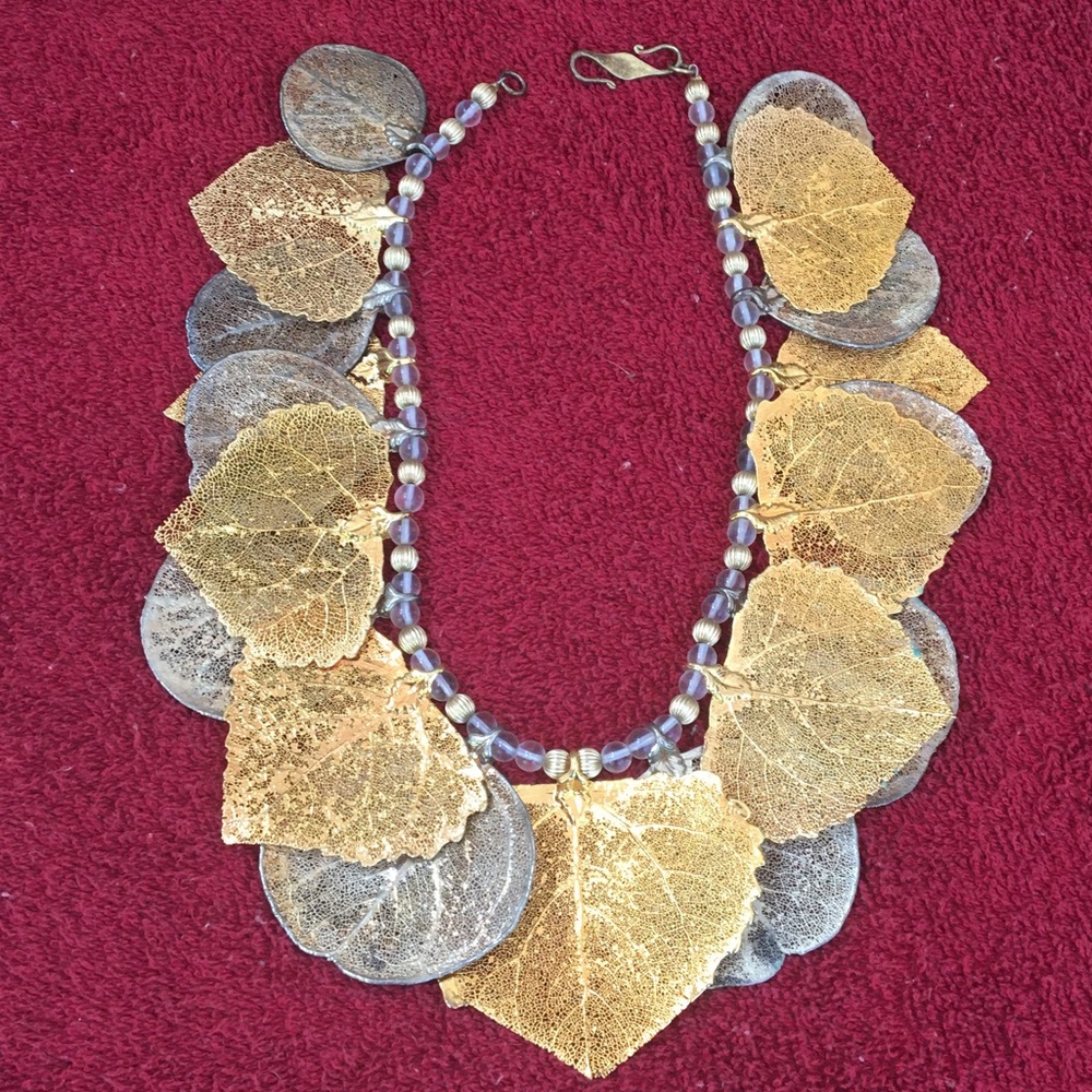 Gold and silver leaf necklace!